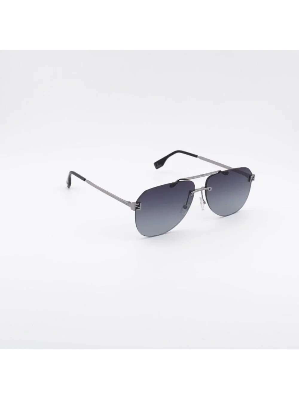 Fendi FE40115U 14B Sunglasses Silver Aviator Frame, Grey Gradient Lenses